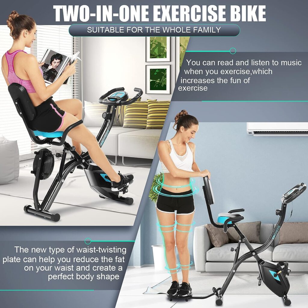 ANCHEER Exercise Bike Ergometer Exercise Bike 120 kg with App Connection, 18 kg Flywheel Fitness Bike with Adjustable Resistance, Heart Rate Sensors and Drink Holder