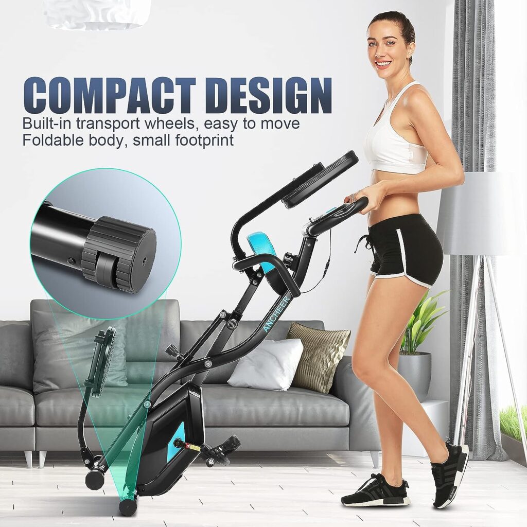 ANCHEER Exercise Bike Ergometer Exercise Bike 120 kg with App Connection, 18 kg Flywheel Fitness Bike with Adjustable Resistance, Heart Rate Sensors and Drink Holder