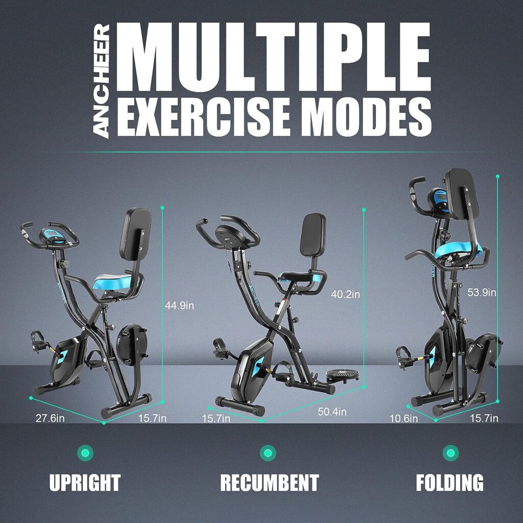 ANCHEER Exercise Bike Ergometer Exercise Bike 120 kg with App Connection, 18 kg Flywheel Fitness Bike with Adjustable Resistance, Heart Rate Sensors and Drink Holder