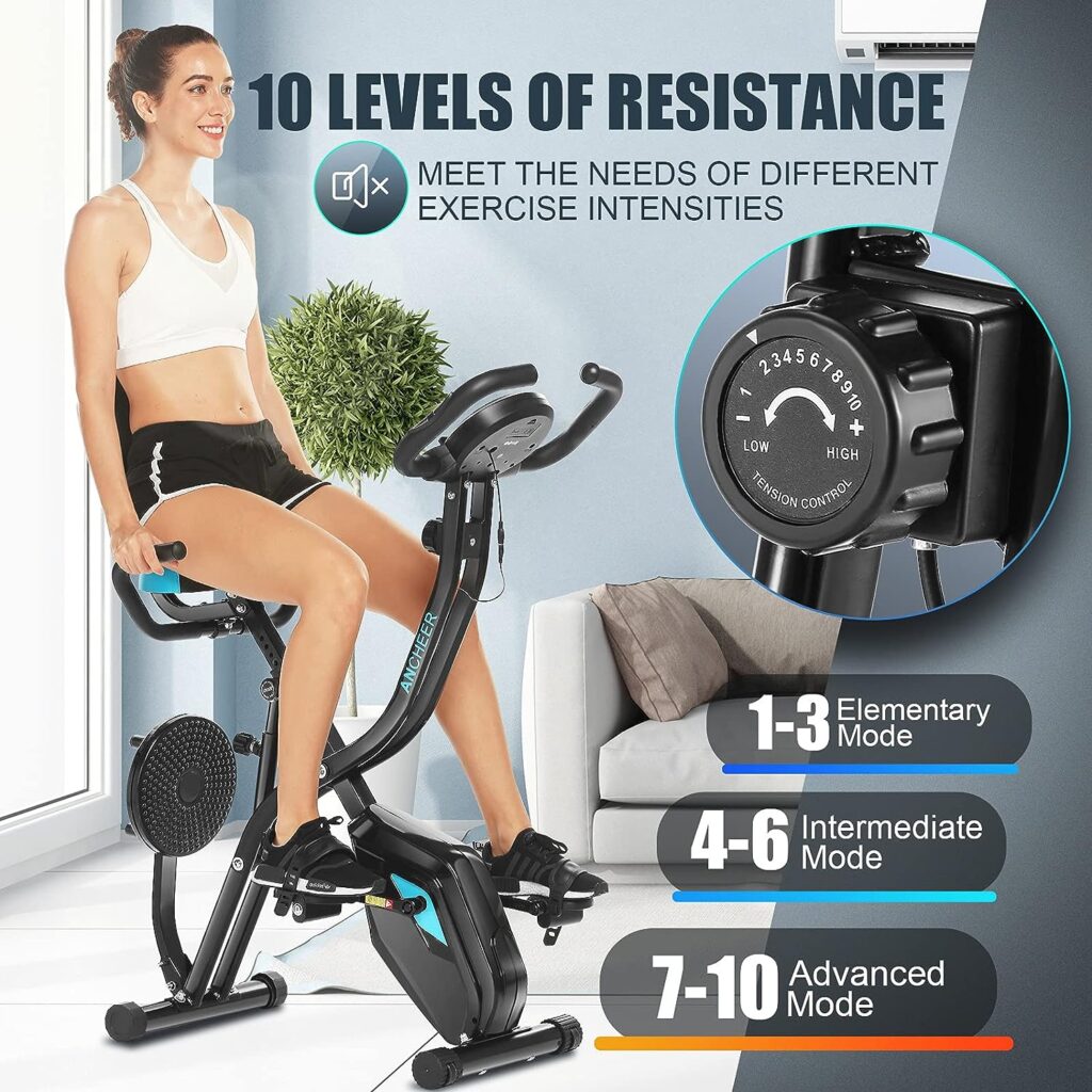 ANCHEER Exercise Bike Ergometer Exercise Bike 120 kg with App Connection, 18 kg Flywheel Fitness Bike with Adjustable Resistance, Heart Rate Sensors and Drink Holder