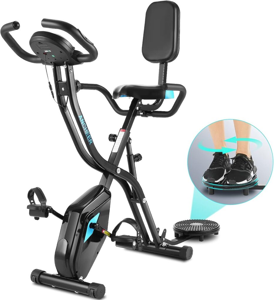 ANCHEER Exercise Bike Ergometer Exercise Bike 120 kg with App Connection, 18 kg Flywheel Fitness Bike with Adjustable Resistance, Heart Rate Sensors and Drink Holder