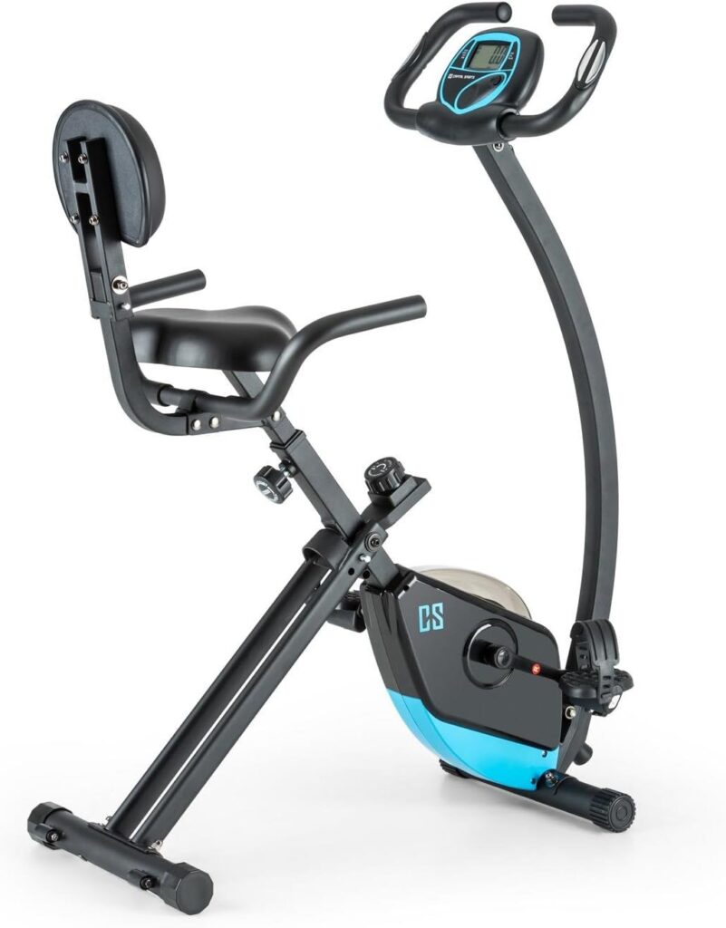 Capital Sports Trajector X-Bike Exercise Bike - Ergometer with Integrated Hand Pulse Monitor, Foldable Home Trainer with 8-Level Resistance, 100 kg Maximum Load