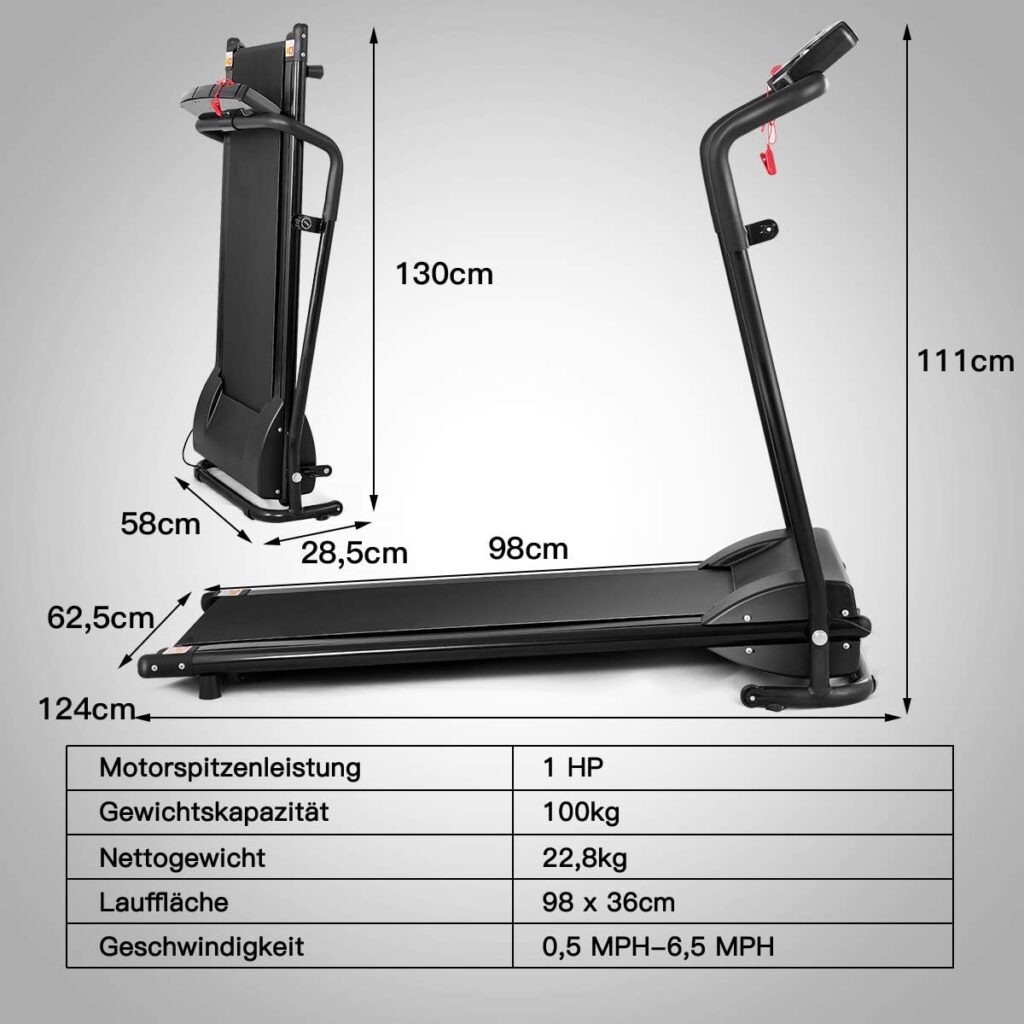 COSTWAY Elektrisches Laufband mit 2 Trainingsmodi  12 Programme | 1-10 km/h | LCD Display | klappbar und rollbar | bis 100 kg belastbar | inkl. Sicherheitsschlüssel, Fitnessgerät für Zuhause  Büro