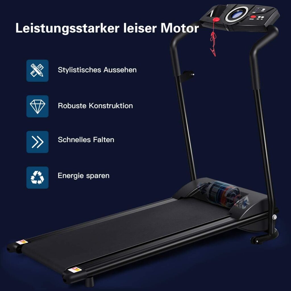COSTWAY Elektrisches Laufband mit 2 Trainingsmodi  12 Programme | 1-10 km/h | LCD Display | klappbar und rollbar | bis 100 kg belastbar | inkl. Sicherheitsschlüssel, Fitnessgerät für Zuhause  Büro