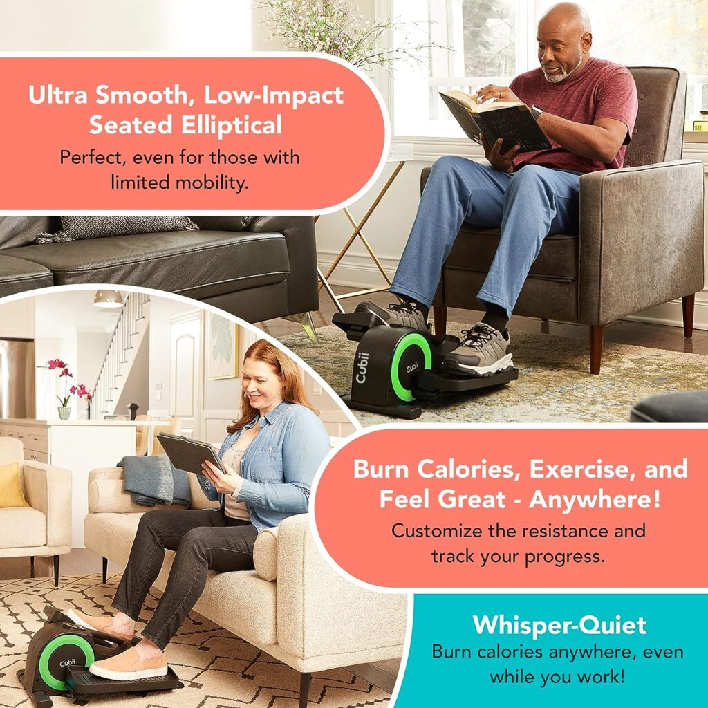 Cubii JR2 Mini Heimtrainer Beintrainer mit LCD-Fitness-Tracker - Pedaltrainer mit Einstellbarem Widerstand -Fitnessgeräte für Zuhause - Tischfahrrad für das Home-Office