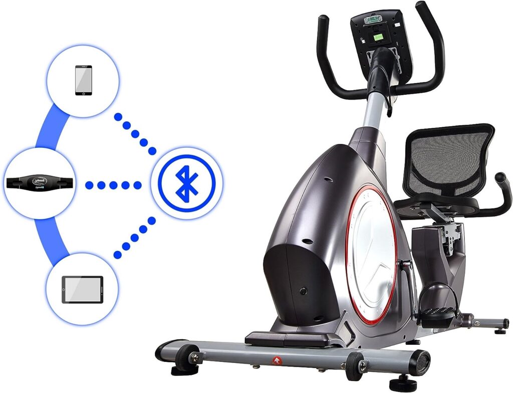 Ergometer Seat Recliner Exercise Bike Magnetic Resistance Approx. 15 kg Flywheel Mass 24 Programmes Bluetooth Maximum Load 150 kg