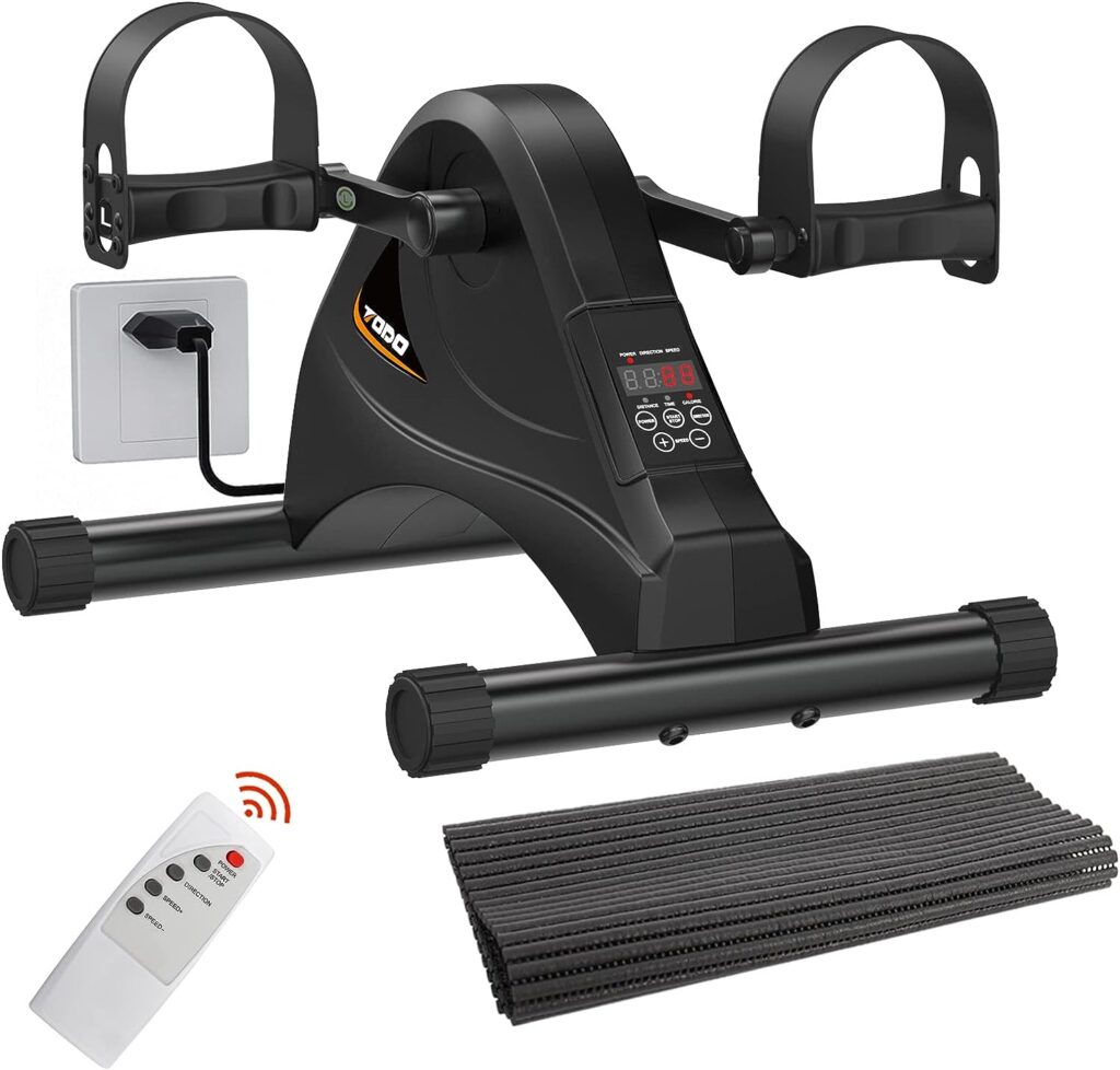 FITODO Mini Heimtrainer Elektrischer, Arm- und Beintrainer Senioren Minibike mit einstellbarer Geschwindigkeit, Fernbedienung und Großes Display für Zuhause Büro