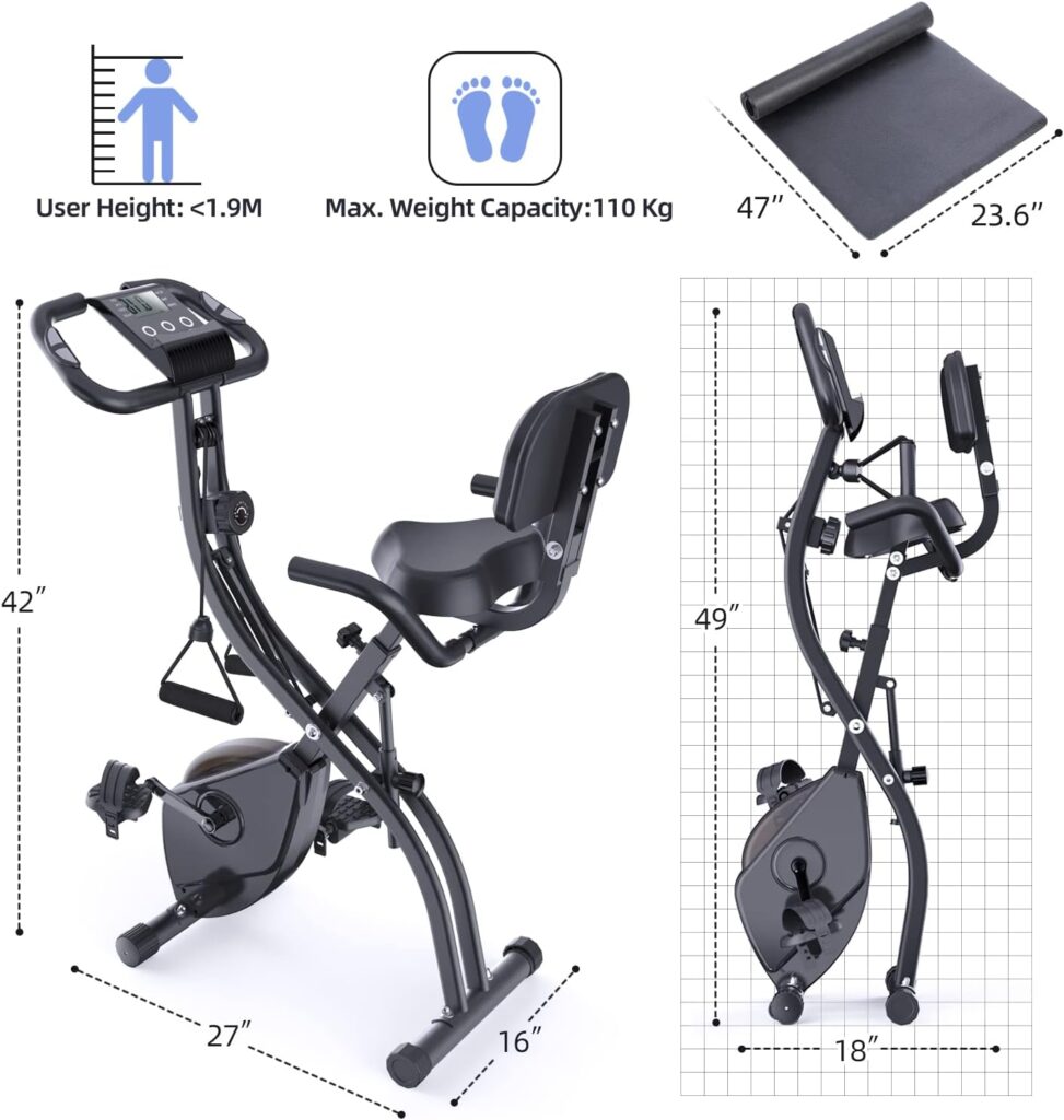 Heimtrainer Fahrrad Klappbar für Zuhause - Sportneer Ergometer Heimtrainer mit 16 Magnetische Widerstandsstufen, Hometrainer Fahrrad, Pulssensor