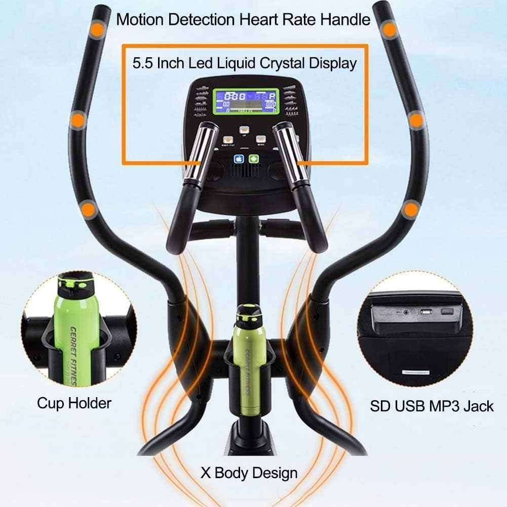 Home Elliptical Bike Cross Trainer Magnetic Cardio Training Console Display with Heart Rate Monitor TDD