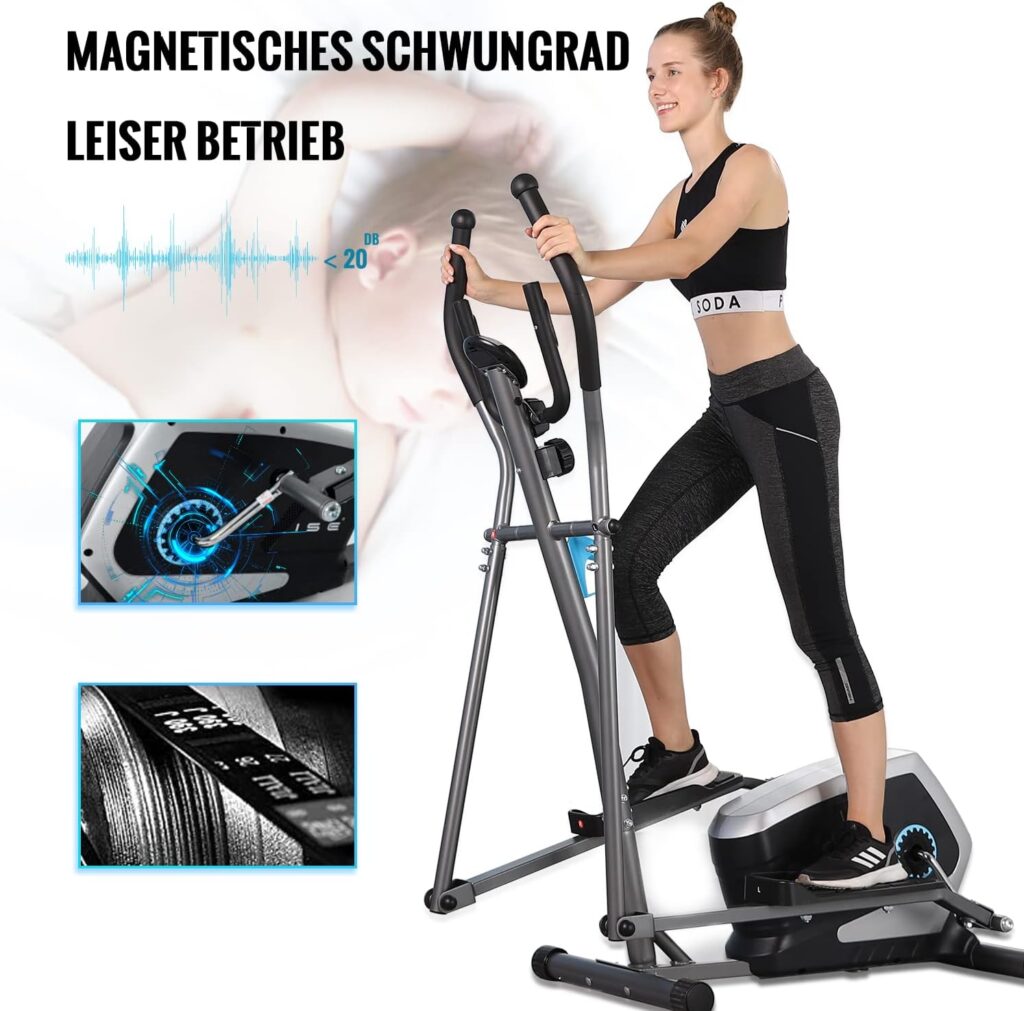 ISE Cross Trainer Elliptical Cross Trainer Elliptical Trainer Exercise Bike Ergometer Stepper Exercise Bike Magnetic Brake Endurance Trainer with 15 kg Flywheel Mass - 8 Resistance Levels SY-9801