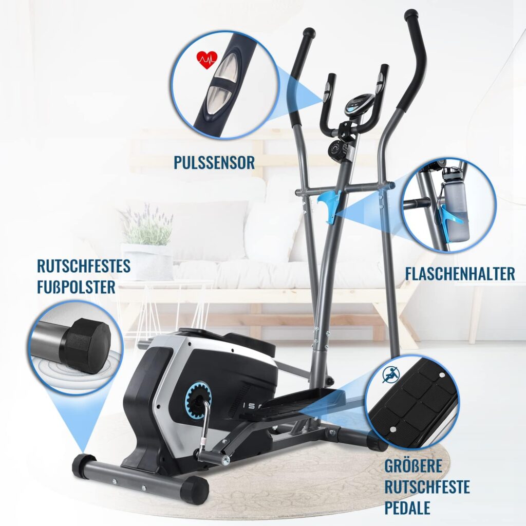 ISE Cross Trainer Elliptical Cross Trainer Elliptical Trainer Exercise Bike Ergometer Stepper Exercise Bike Magnetic Brake Endurance Trainer with 15 kg Flywheel Mass - 8 Resistance Levels SY-9801
