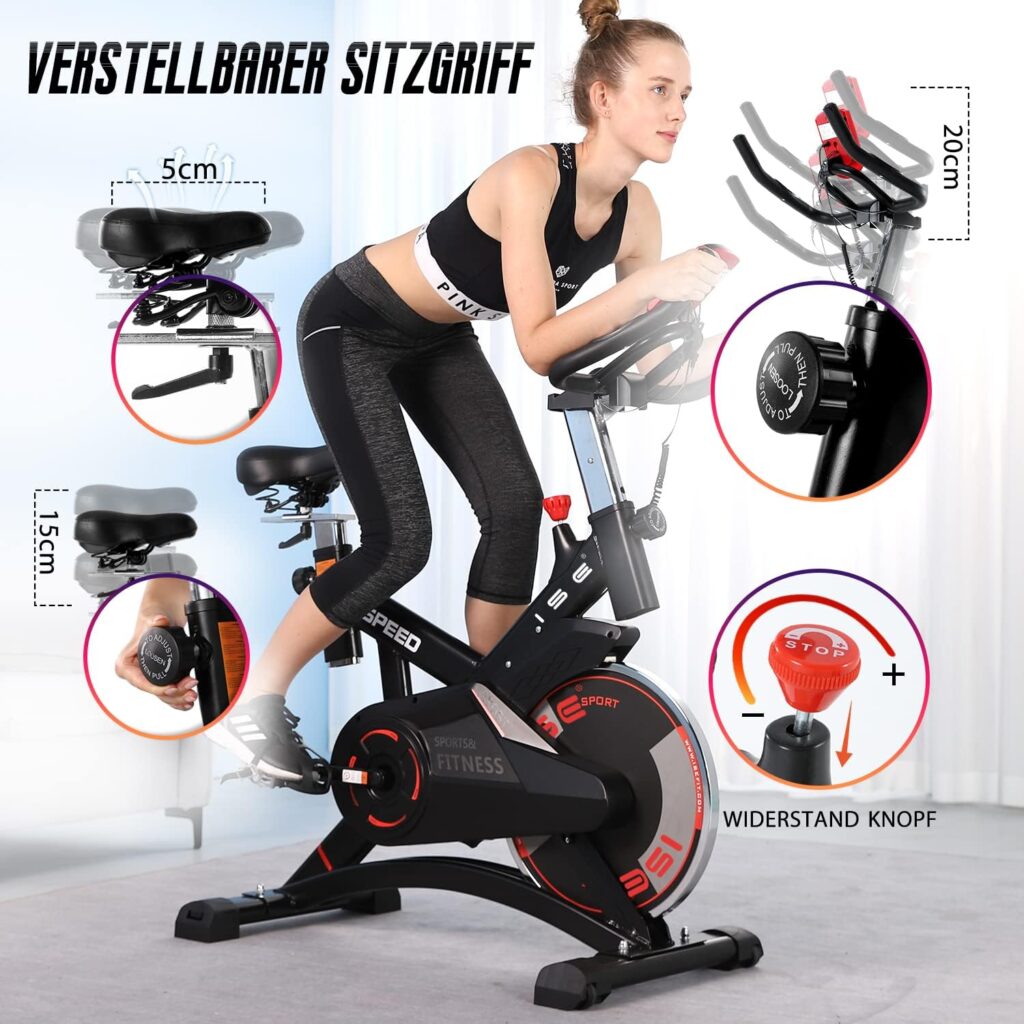 ISE Indoor Cycle Ergometer Exercise Bike, 10 kg Flywheel, Pulse LCD Display, Armrest Padded
