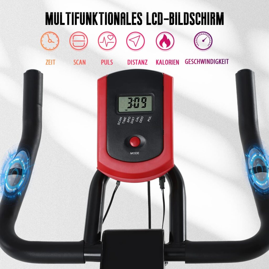 ISE Indoor Cycle Ergometer Exercise Bike, 10 kg Flywheel, Pulse LCD Display, Armrest Padded