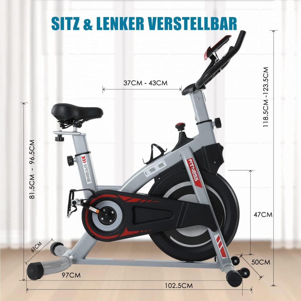 ISE SY-7020 Professional Indoor Cycle Ergometer Exercise Bike with Heart Rate Monitor, Arm Rest, Padded, 10 kg Flywheel Fitness Bike