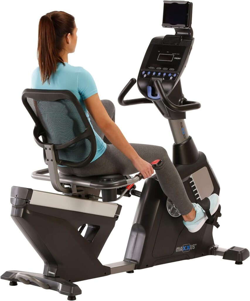 MAXXUS 90R Pro Reclining Ergometer Exercise Bike, Half Reclining Ergometer, Exercise Bike in Studio Quality for Cardio Training at Home