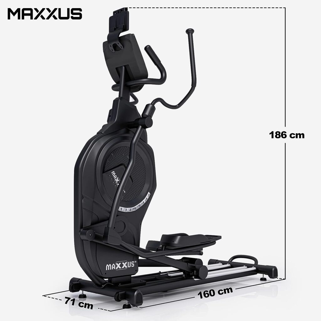 MAXXUS Cross Trainer CX 9.1-29 kg Flywheel Mass, Magnetic Brake + Air Resistance, 150 kg, Pulse Measurement, Bluetooth, LCD Display, USB, Tablet Holder - Elliptical Trainer, Exercise Bike, Home