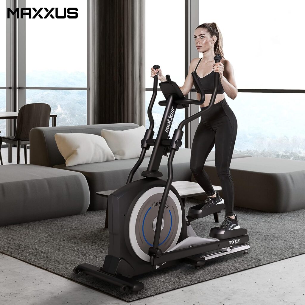 Maxxus CX 5.1 Cross Trainer, Exercise Bike, Studio Quality, Bluetooth Control via Smartphone - 26 kg Flywheel for Natural Joint-friendly Running Movement - Elliptical Trainer with 54 cm Stride Length
