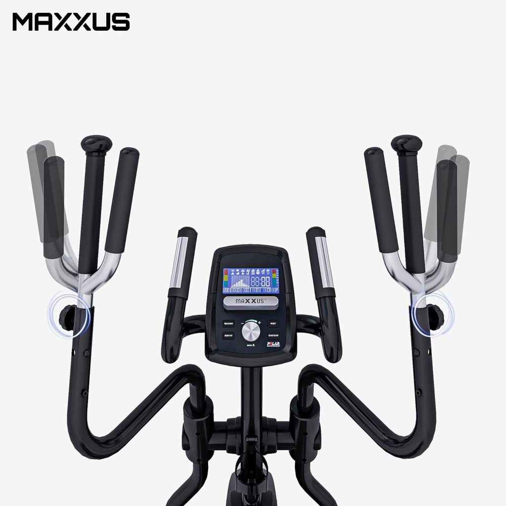 MAXXUS CX 7.8 Cross Trainer - Adjustable, 26 kg Flywheel Mass, 12 Programmes, 16 Resistance Levels, Magnetic Brake System, 180 kg, Bottle Holder, Hand Pulse Sensors - Elliptical Trainer for Home, Exercise Bike