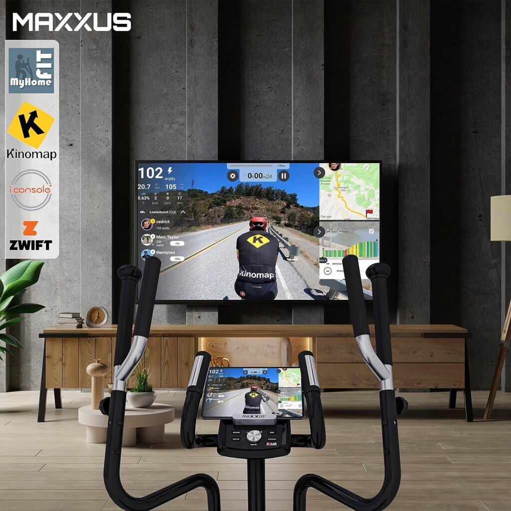 MAXXUS CX 7.8 Cross Trainer - Adjustable, 26 kg Flywheel Mass, 12 Programmes, 16 Resistance Levels, Magnetic Brake System, 180 kg, Bottle Holder, Hand Pulse Sensors - Elliptical Trainer for Home, Exercise Bike