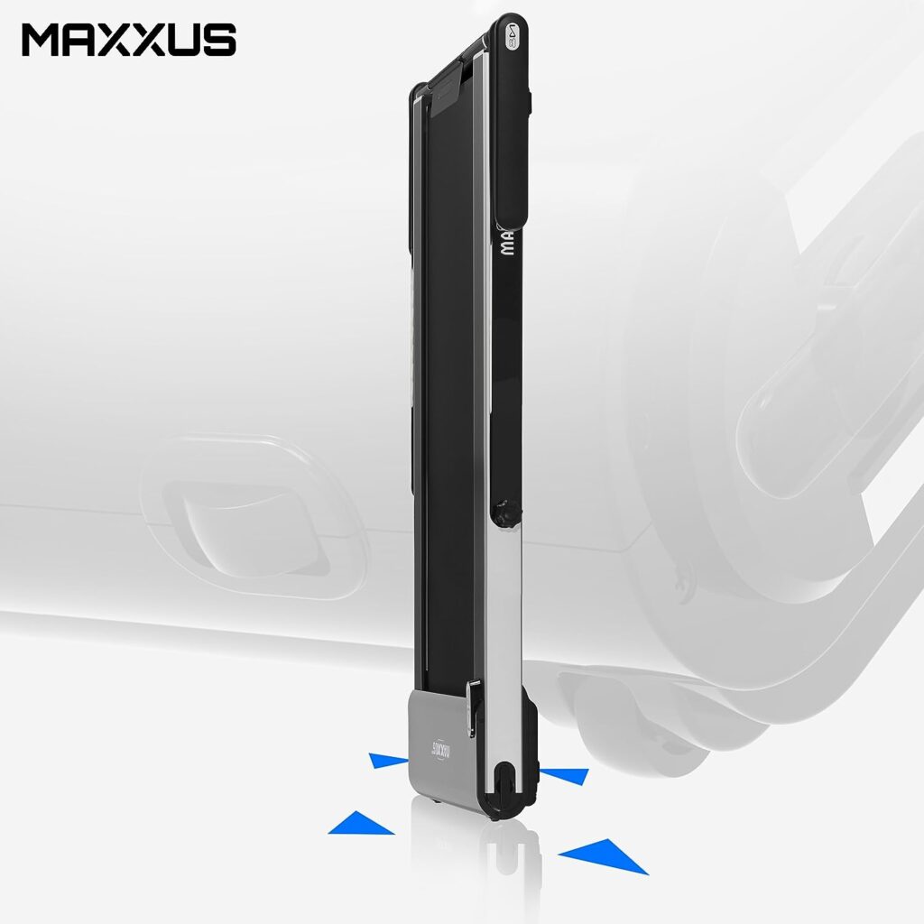 Maxxus M8 Electric Treadmill with 124 x 45 cm Running Surface, 12 km/h + 5 HP, Home Trainer with Tablet Holder and App Control, Foldable, Available in 3 Colours, Up to 100 kg Load Capacity, silver