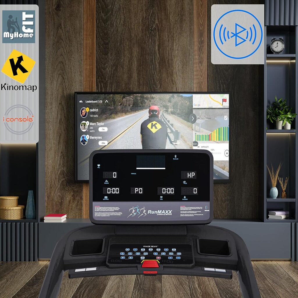 MAXXUS RunMaxx 90 PRO Treadmill - Electric, 22 km/h, 36 Programmes, 160 kg, 16 Incline Levels, 4 HP, Running Surface 155 x 60 cm, App, LCD, Tablet Holder, Treadmill, Exercise Bike for Home, Fitness