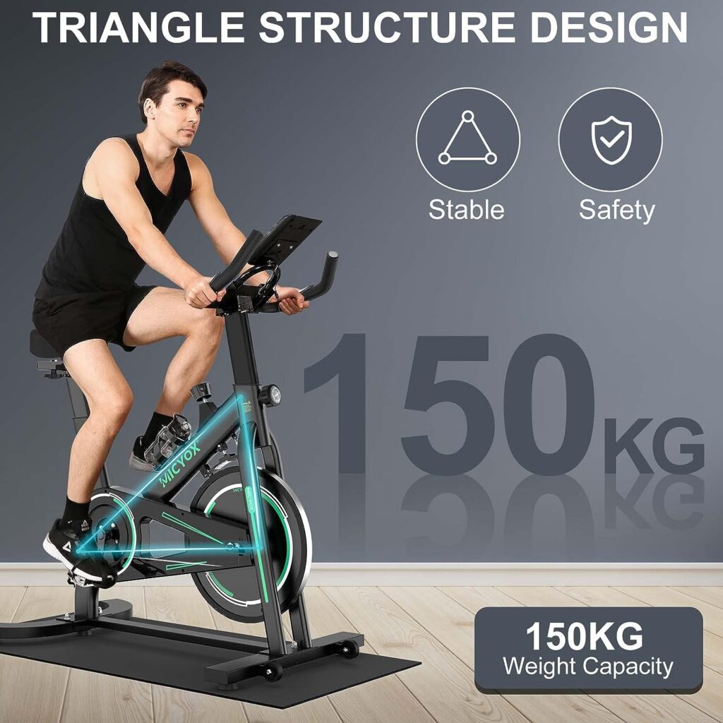 Micyox Ergometer Heimtrainer Fahrrad mit Magnetischem Widerstand Fitnessbikes, MX87 Indoor Bike mit 12kg Schwungrad, LCD Monitor mit Pulsmesser, IPad-Halterung Hometrainer 150 kg Belastbar
