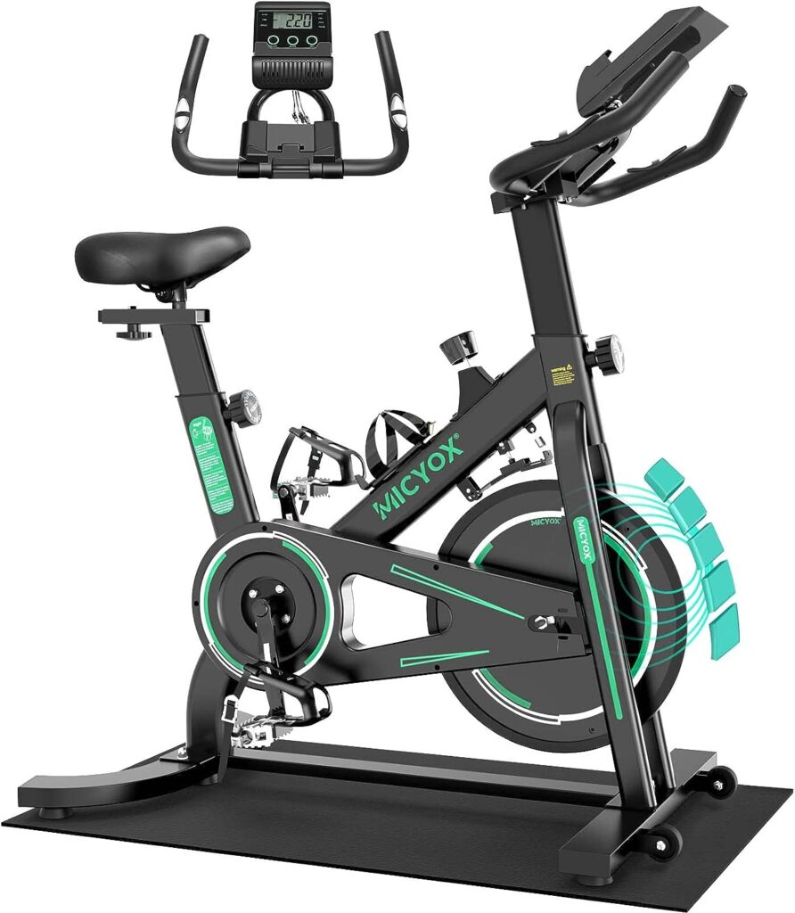 Micyox Ergometer Heimtrainer Fahrrad mit Magnetischem Widerstand Fitnessbikes, MX87 Indoor Bike mit 12kg Schwungrad, LCD Monitor mit Pulsmesser, IPad-Halterung Hometrainer 150 kg Belastbar