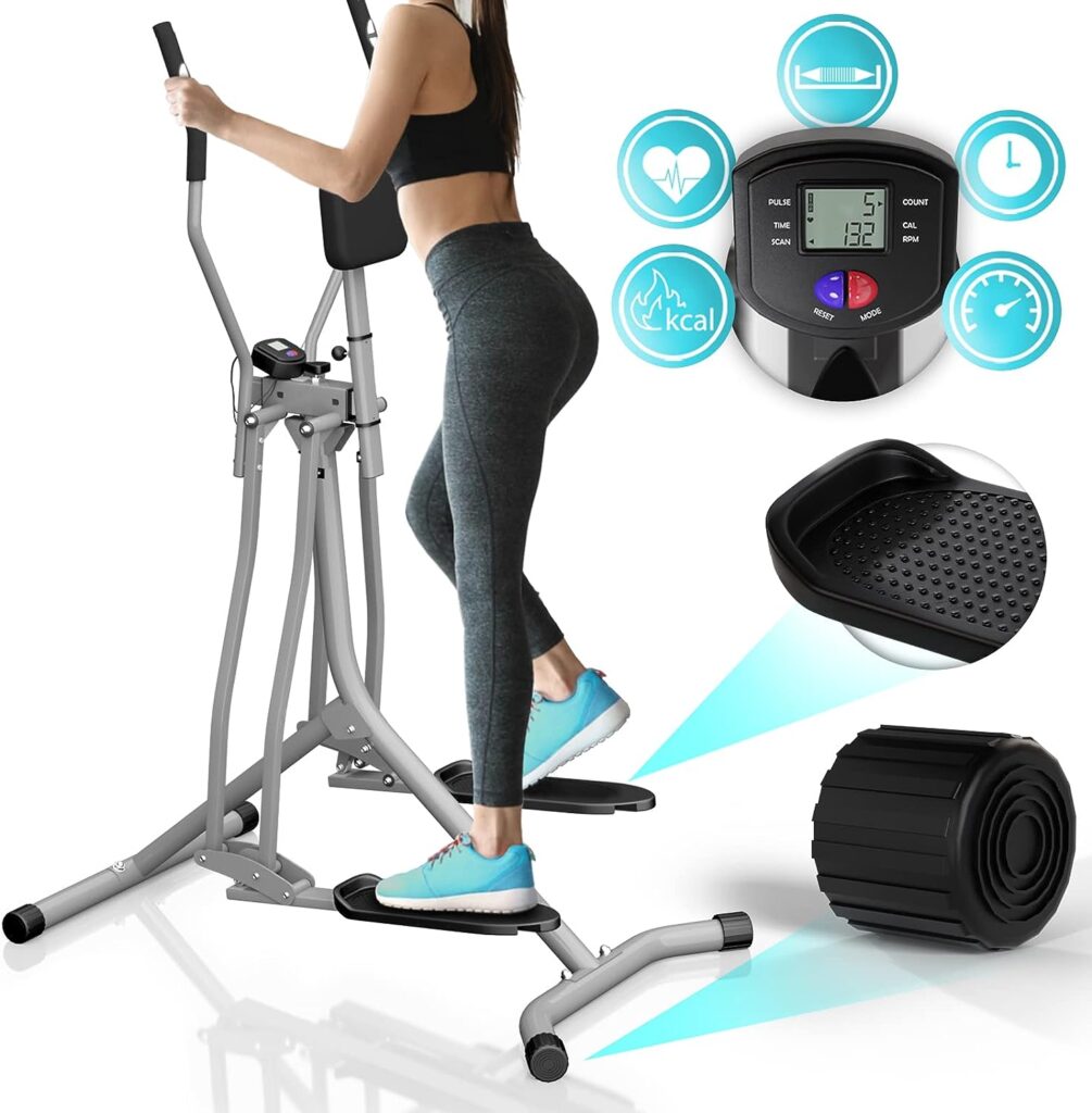 Physionics Cross Trainer with LCD Display for Home Use with Heartbeat Sensor and Abdominal Support. Home Trainer, Stepper, Cardio Trainer, Nordic Walker
