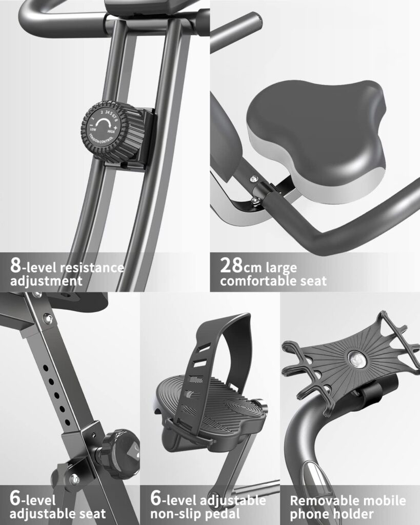 PROIRON Ergometer Exercise Bike Foldable Indoor Cycling Bike, 2 in 1, Magnetron, 120 kg Load Capacity, Adjustable Resistance, Home Trainer