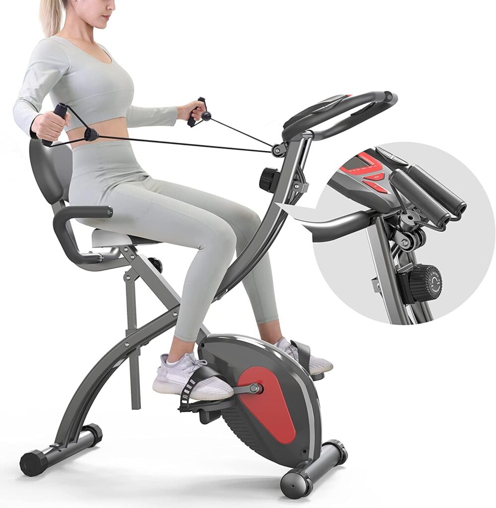 PROIRON Ergometer Exercise Bike Foldable Indoor Cycling Bike, 2 in 1, Magnetron, 120 kg Load Capacity, Adjustable Resistance, Home Trainer