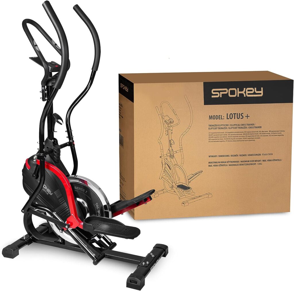 Spokey Lotus+ Cross Trainer with Front Wheel, Maximum Safe Training, Cross Trainer Elliptical Trainer for Home, Professional Home Training