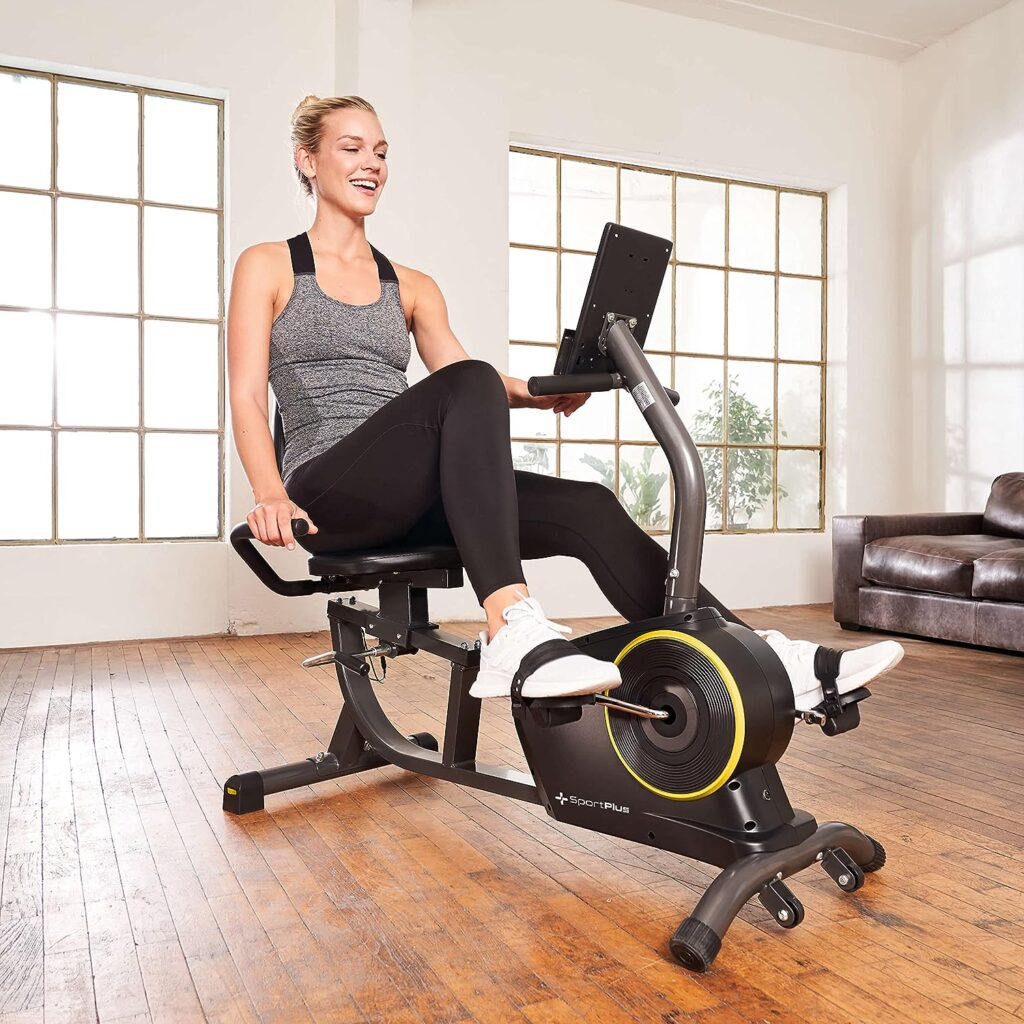 SportPlus Home Recliner Trainer with App Compatibility, 24 Levels  6 Training Programmes, Non-Slip Pedals, with Display  Tablet Holder, up to 110 kg