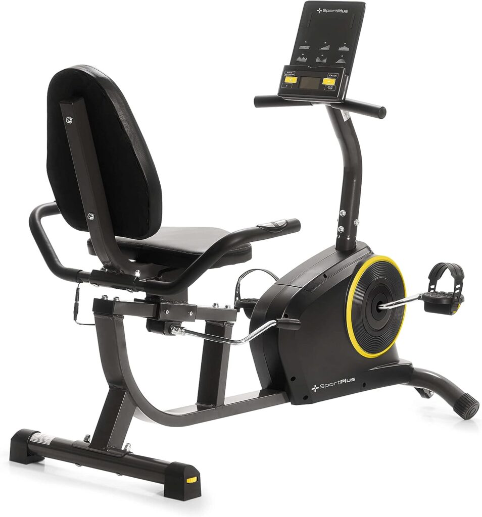 SportPlus Home Recliner Trainer with App Compatibility, 24 Levels  6 Training Programmes, Non-Slip Pedals, with Display  Tablet Holder, up to 110 kg