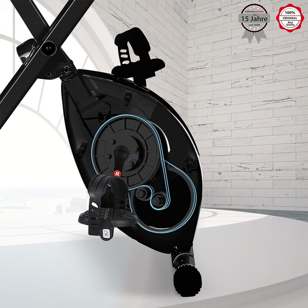Ultrasport F-Bike, Folding Exercise Bike with Training Computer, Adjustable Resistance Levels and Hand Pulse Sensors, user weight from 110 kg (240 lbs)