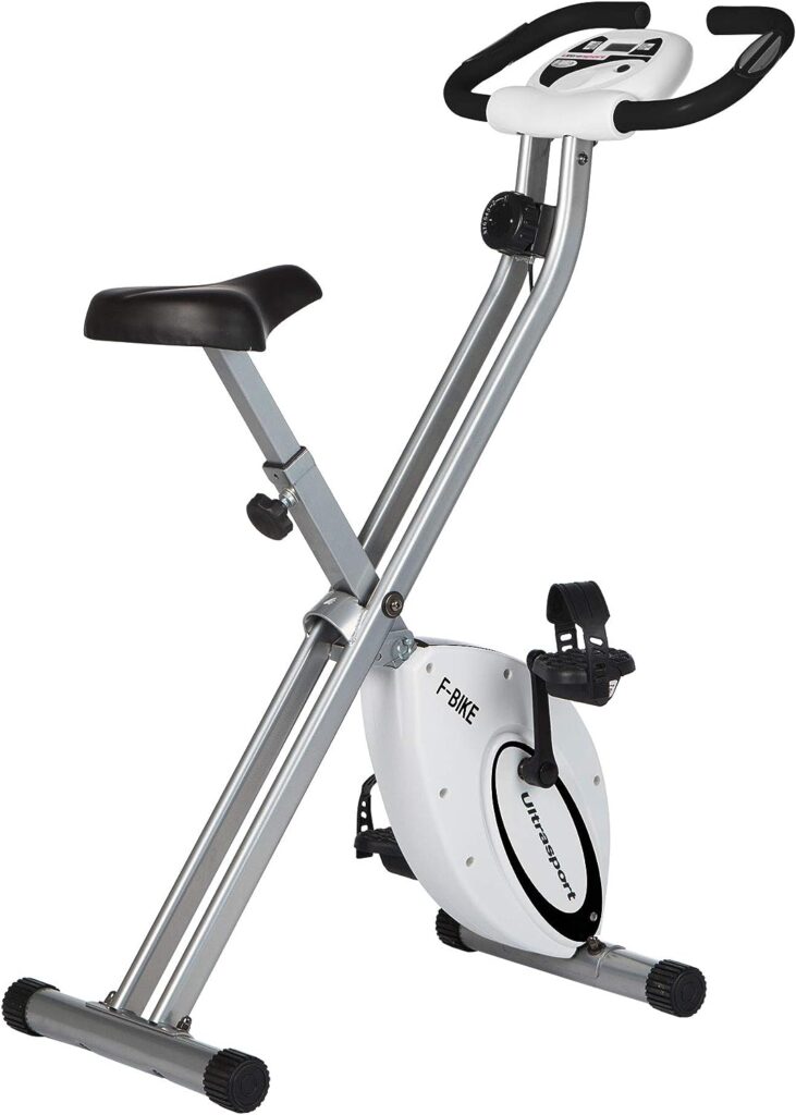 Ultrasport F-Bike, Folding Exercise Bike with Training Computer, Adjustable Resistance Levels and Hand Pulse Sensors, user weight from 110 kg (240 lbs)