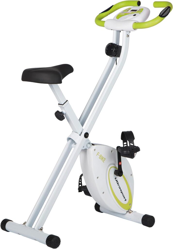 Ultrasport F-Bike, Folding Exercise Bike with Training Computer, Adjustable Resistance Levels and Hand Pulse Sensors, user weight from 110 kg (240 lbs)