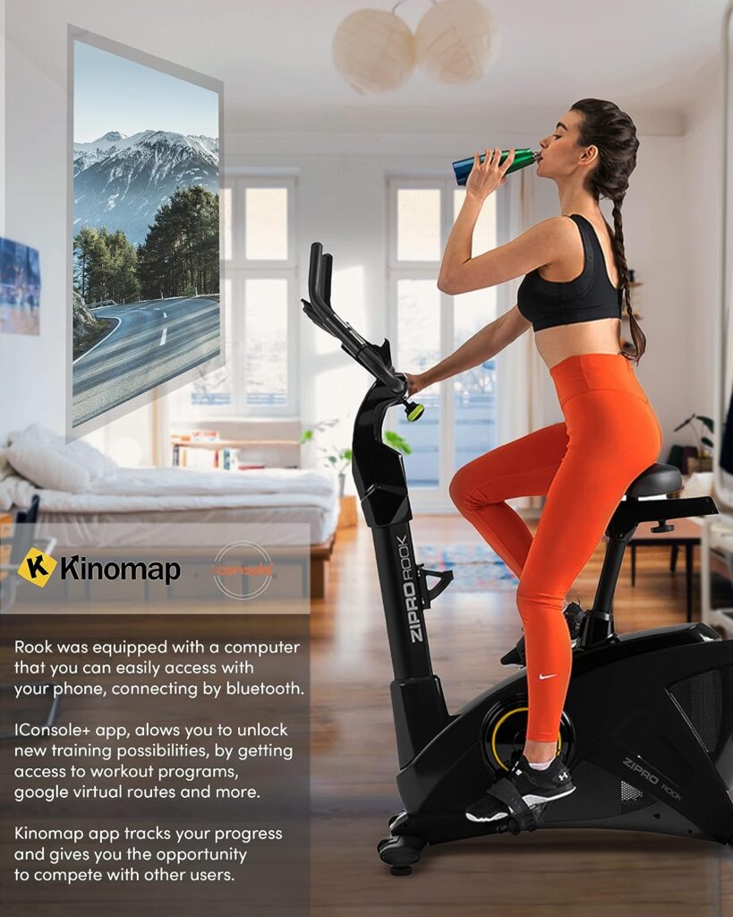 Zipro Rook Gold Heimtrainer Fahrrad für Zuhause Magnet Fahhrad bis 150 kg Magnete Exercise Bike Fitnessbike Fitness Fahrrad Hometrainer Cardio Fahrrad Computer iConsole Fitness Geräte Zuhause